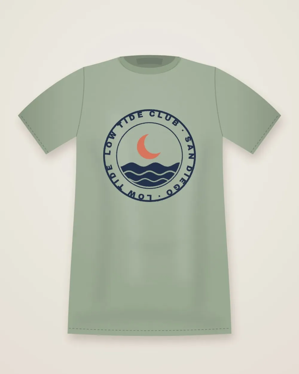 Low Tide Club Tee in Kelp Sage, flat lay