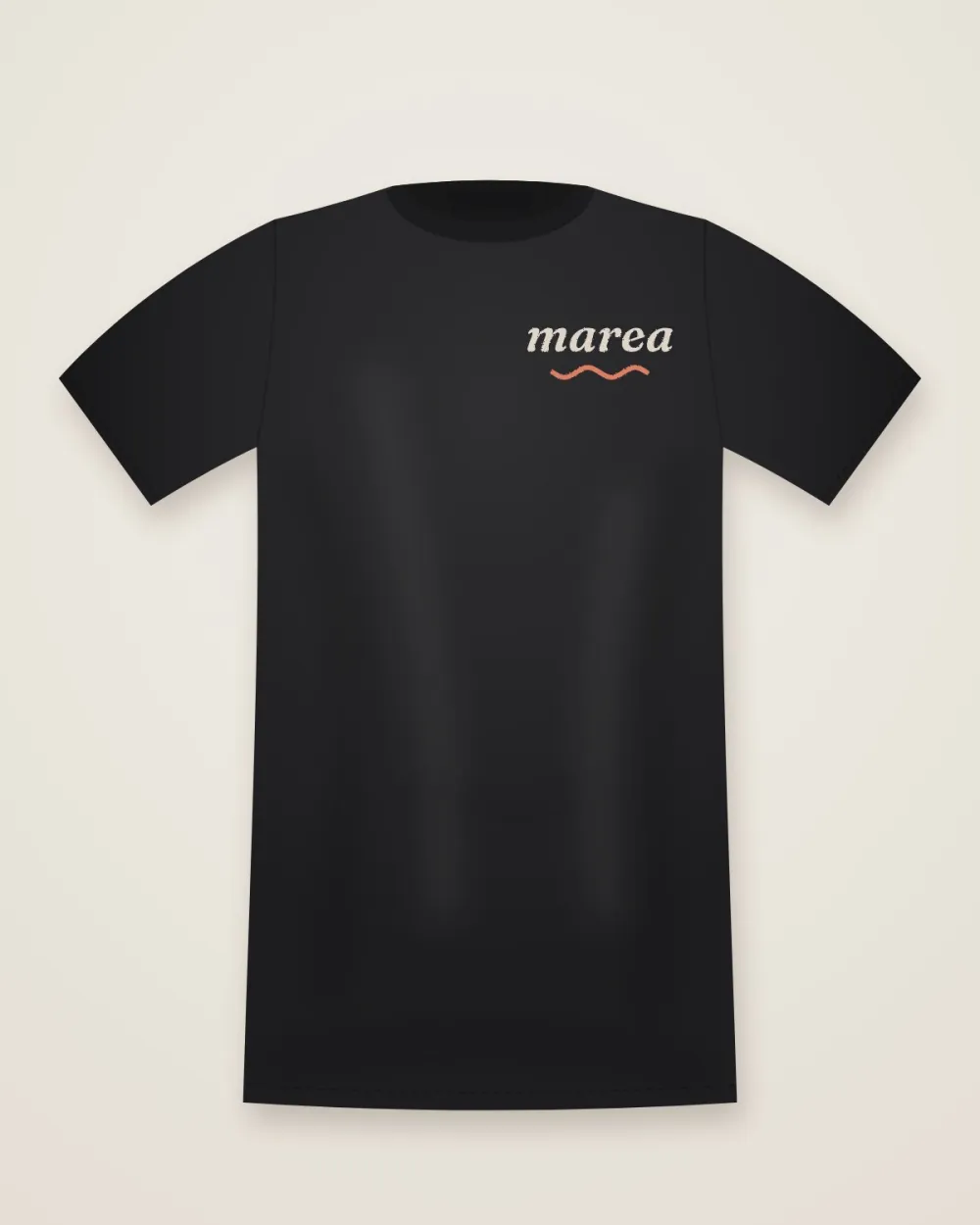 Marea Wordmark Tee in Tar Black, flat lay