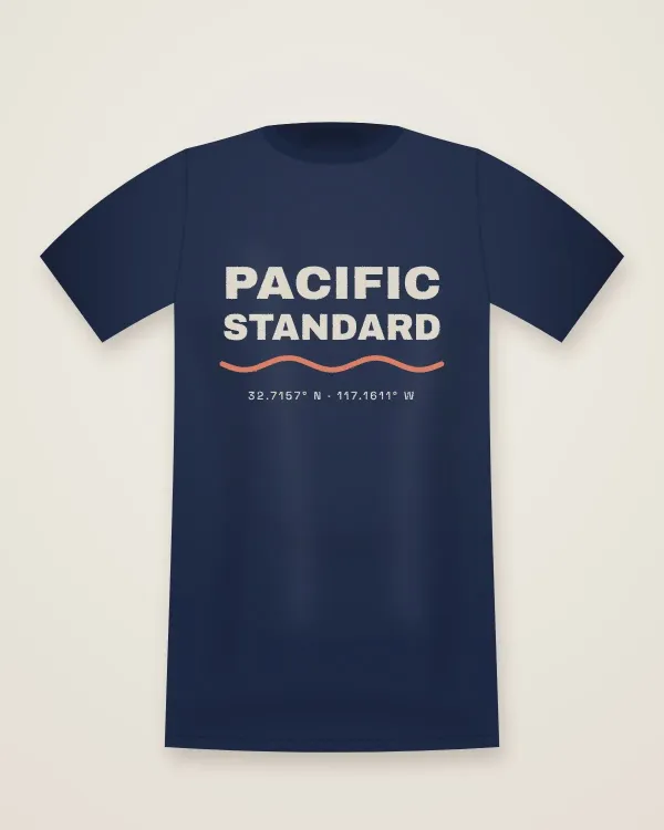 Pacific Standard Tee in Harbor Navy, flat lay